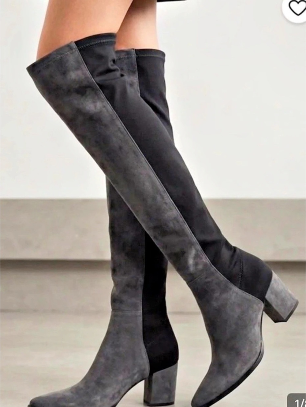 Stuart Weitzman Gillian 60 City‎ Suede Over-The-Knee Boot Gray 6.5
